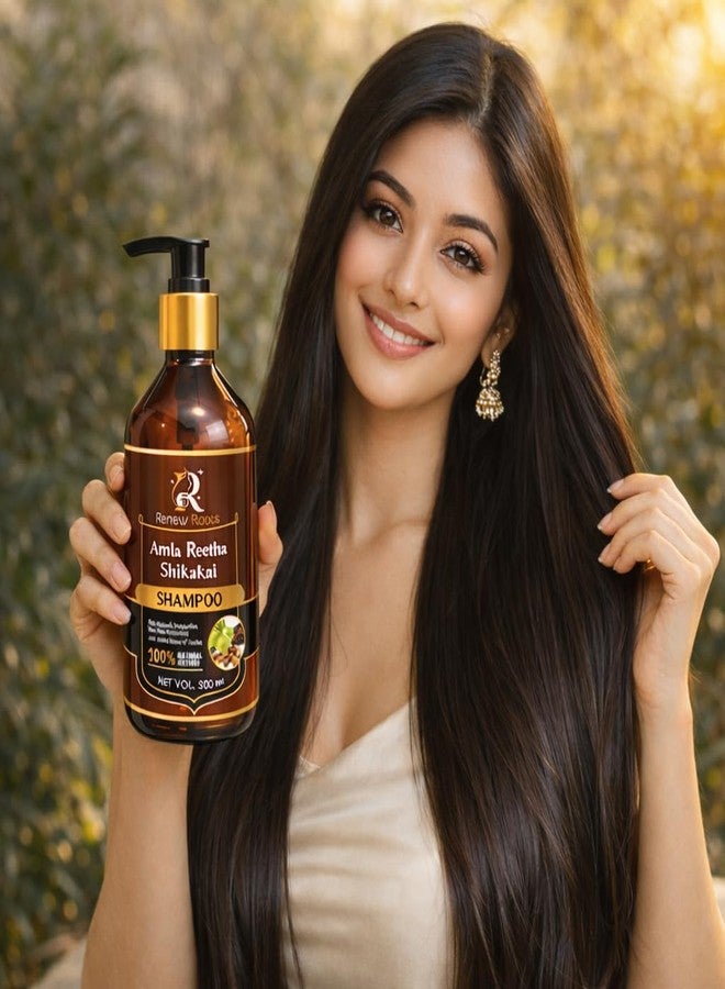Renew Roots Amla & Shikakai Shampoo for Hair Fall Control | Herbal Ayurvedic Shampoo for Stronger, Shinier Hair | Sulphate & Paraben Free | Deep Cleansing & Scalp Nourishment | 300ml - Image 3