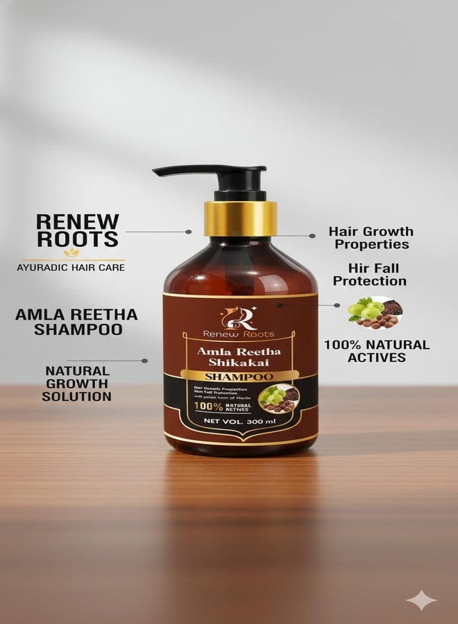 Renew Roots Amla & Shikakai Shampoo for Hair Fall Control | Herbal Ayurvedic Shampoo for Stronger, Shinier Hair | Sulphate & Paraben Free | Deep Cleansing & Scalp Nourishment | 300ml - Image 5