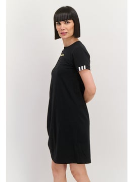 adidas Originals Women Sportswear Fit Short Sleeves Outdoor Dress, Black  - Image 2