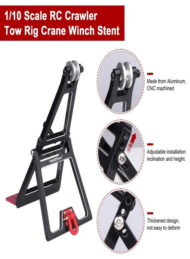 HobbyPark RC Crawler Tow Rig Crane 1/10 Scale Winch Stent Rescue Wrecker Kit Trailer Tow Hook for TRX4 SCX10 II Capra LCG Chassis Frame DIY Parts Updates (Black) - Image 3
