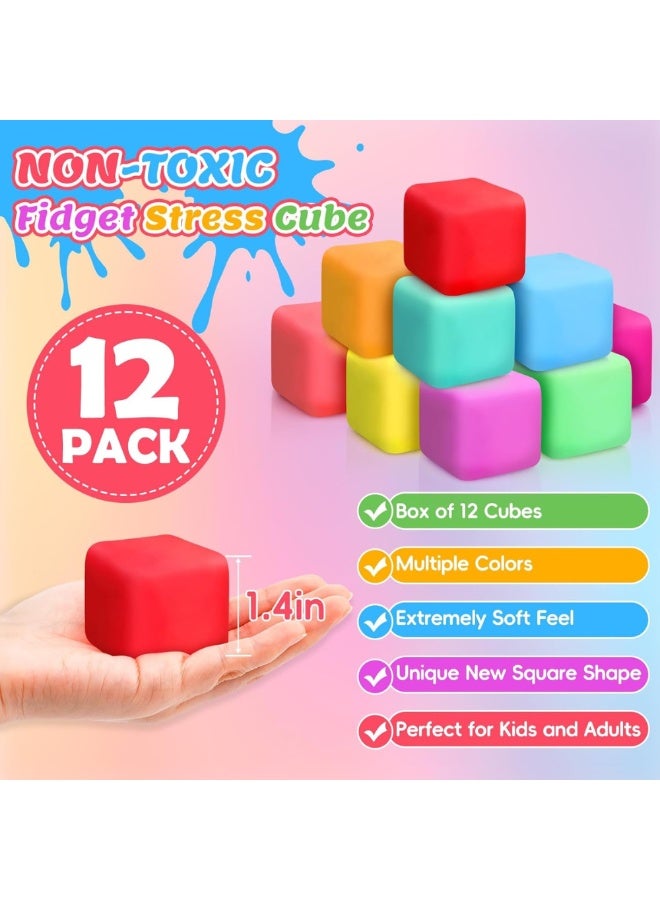 McDou 12 Pcs Fidget Toys,Slow Rising Stress Cube,Fidget Cube,Squeeze Sensory Toy,Square Stress Balls for Adults and Kids - Image 2