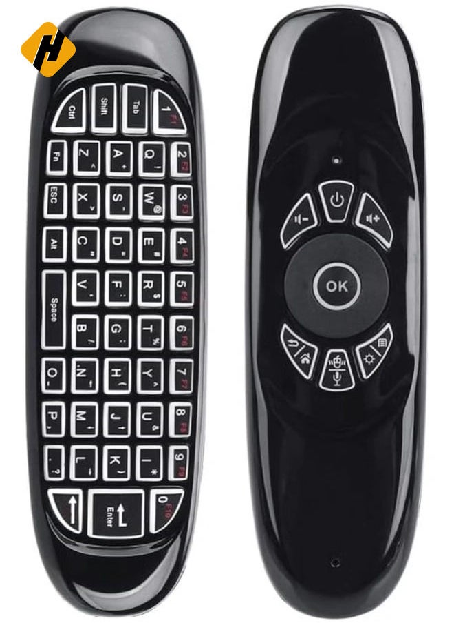 HuHa - C120 RGB Wireless Backlit Air Mouse Keyboard for Android TV Box - 7 Color Rechargeable Remote Control - Image 1