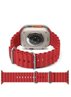 Generic Ocean Band For Apple Watch Band Men Women, Soft Silicone Sport Band Replacement Strap for smart Watch Ultra2/Ultra Watch Series SE 9 8 7 SE 6 5 4 3 2 1 - red strap  - Image 2