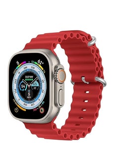 Generic Ocean Band For Apple Watch Band Men Women, Soft Silicone Sport Band Replacement Strap for smart Watch Ultra2/Ultra Watch Series SE 9 8 7 SE 6 5 4 3 2 1 - red strap  - Image 3