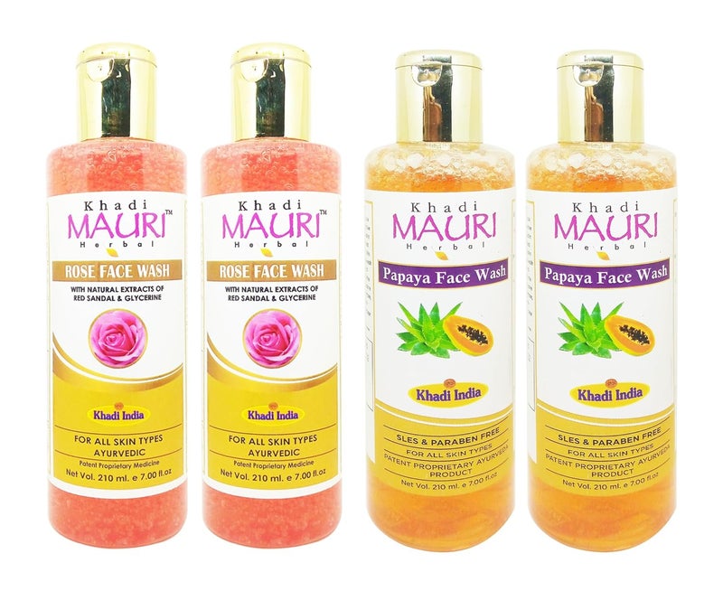 Khadi Mauri Anti Tan Papaya Rose face wash Pack of 4 840ml