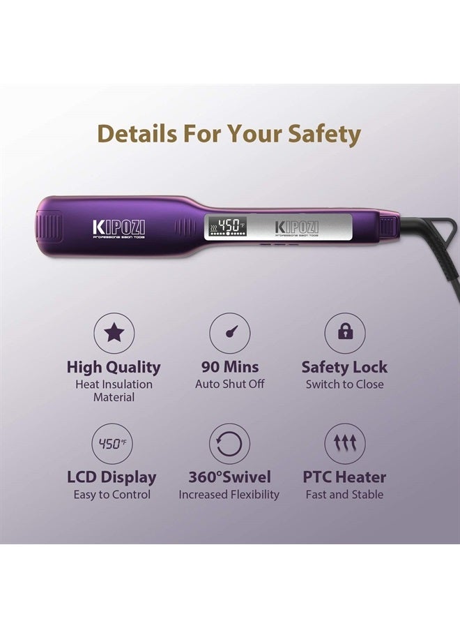 Generic Professional Titanium Flat Iron Hair Straightener with Digital LCD Display Dual Voltage Instant Heating Curling Iron (Violet)  - Image 4