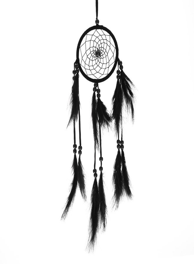 Walfront Native Indian Dream Catcher Colorful/White/Black Dream Catcher with Feathers and Bead for Car Kids Bedroom Wall Hanging Decoration Ornament (Black) - Image 1