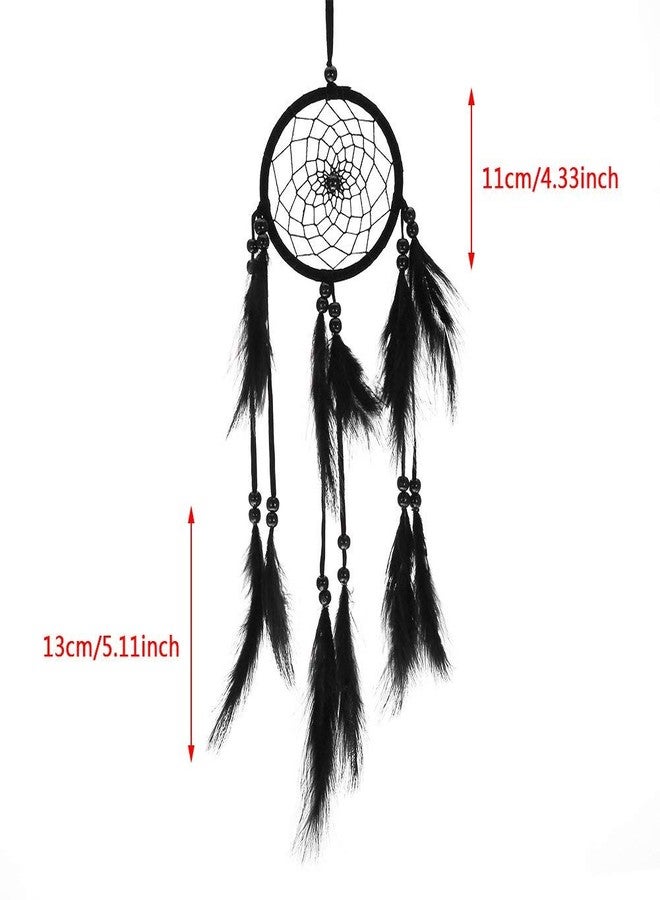 Walfront Native Indian Dream Catcher Colorful/White/Black Dream Catcher with Feathers and Bead for Car Kids Bedroom Wall Hanging Decoration Ornament (Black) - Image 2