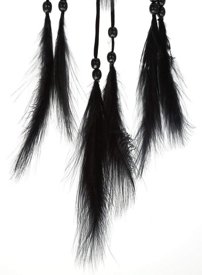 Walfront Native Indian Dream Catcher Colorful/White/Black Dream Catcher with Feathers and Bead for Car Kids Bedroom Wall Hanging Decoration Ornament (Black) - Image 5