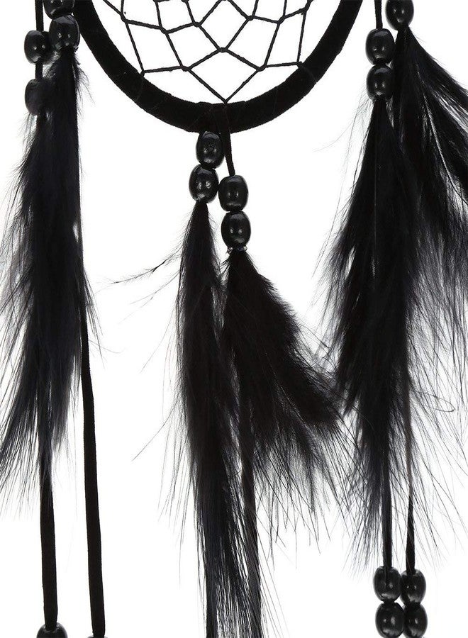 Walfront Native Indian Dream Catcher Colorful/White/Black Dream Catcher with Feathers and Bead for Car Kids Bedroom Wall Hanging Decoration Ornament (Black) - Image 4