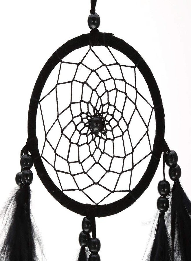 Walfront Native Indian Dream Catcher Colorful/White/Black Dream Catcher with Feathers and Bead for Car Kids Bedroom Wall Hanging Decoration Ornament (Black) - Image 3