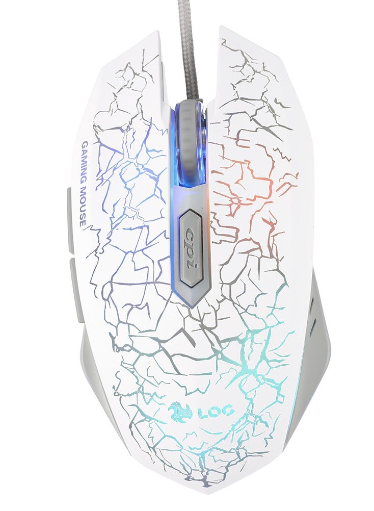 LOG M517 Wired Gaming Mouse, 3 DPI Levels: (1200/1600/2400),  Compatible With PC, Mac, Laptop - White - Image 1