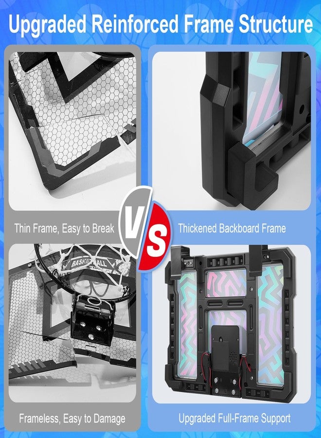 FIODAY Indoor Mini Basketball Hoop, Over The Door Basketball Hoop with LED Lights/Scoreboard/4 Balls, Upgraded Reinforced Backboard Frame, Basket Ball Toys Gift for Kids Ages 3-5-12+ Boys Girls - Image 4