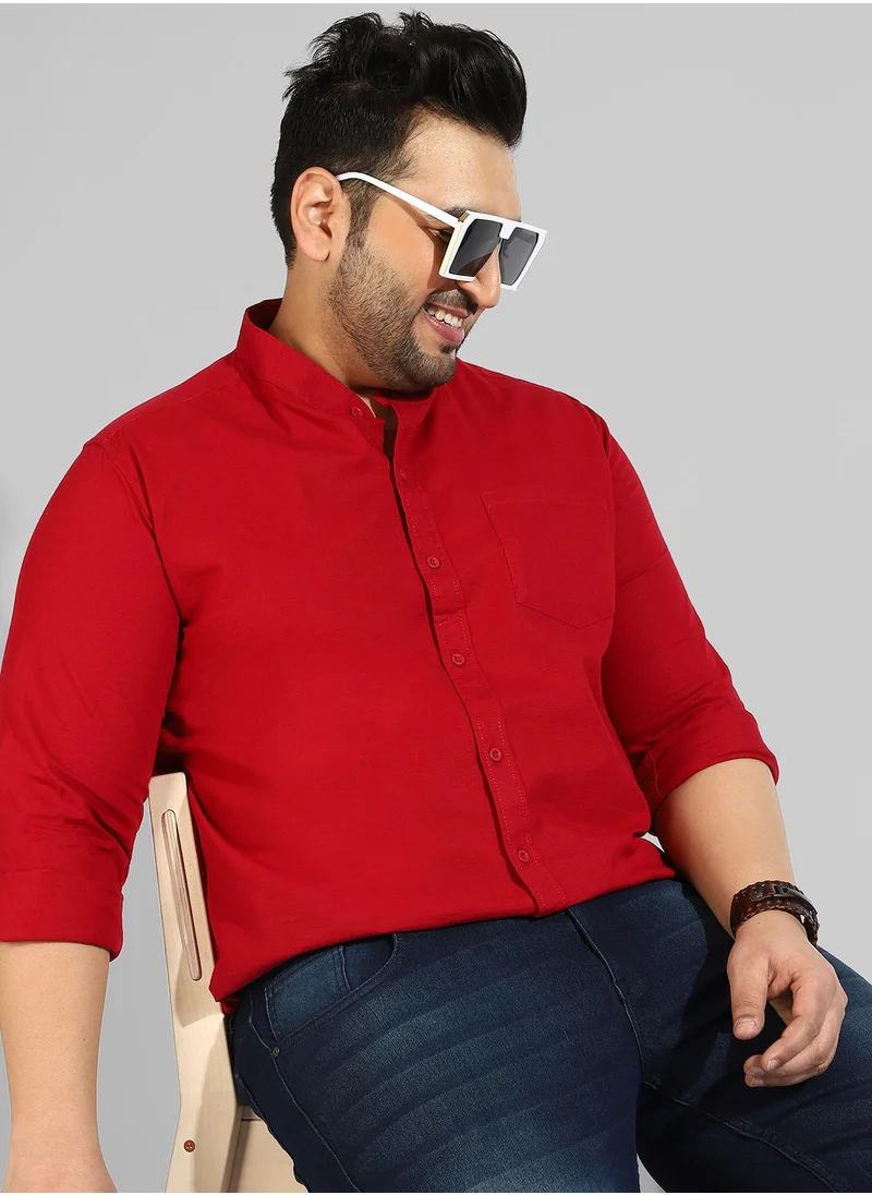 Instafab Plus Men's Solid Red Regular Fit Casual Shirt