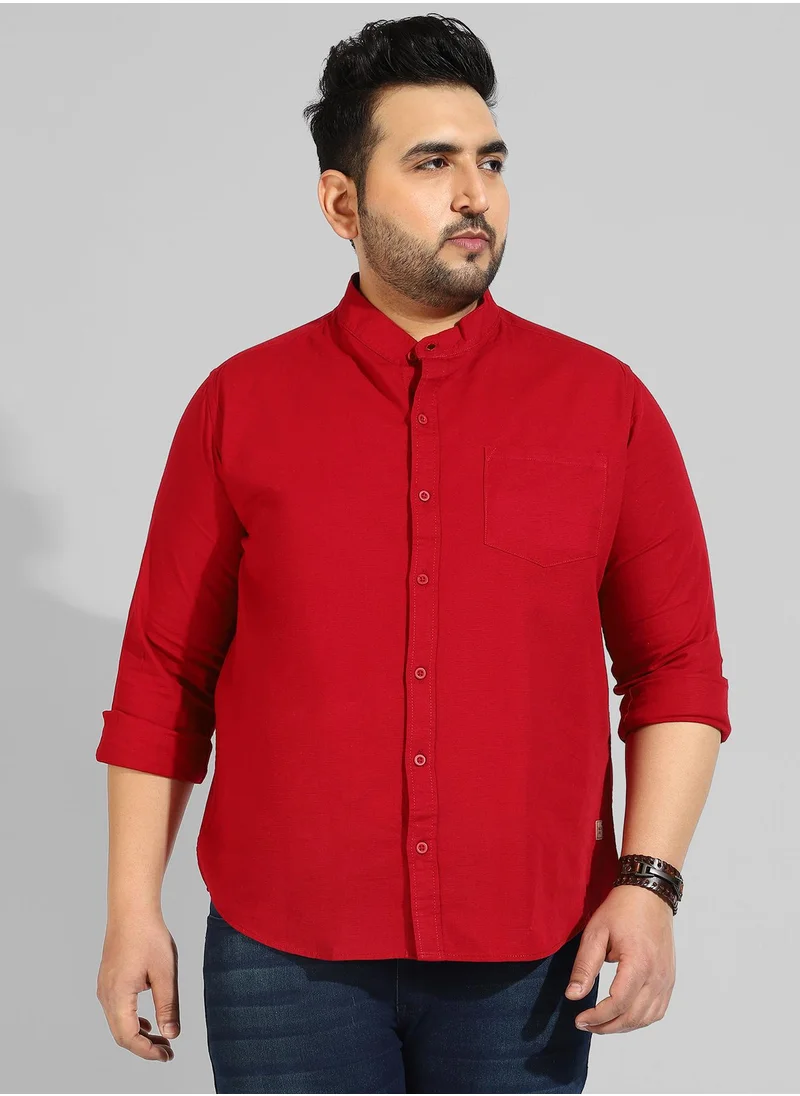 Instafab Plus Men's Solid Red Regular Fit Casual Shirt