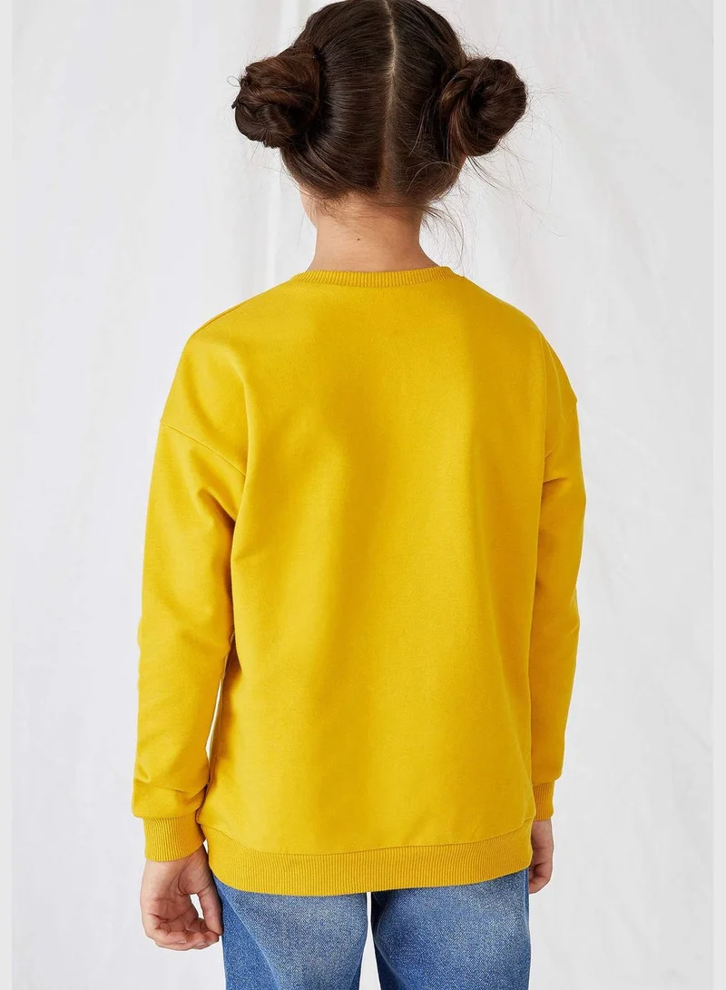 ديفاكتو Girl Knitted Regular Fit Crew Neck Sweat Shirt