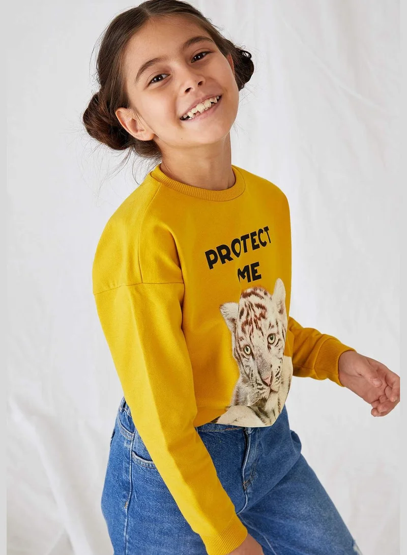 ديفاكتو Girl Knitted Regular Fit Crew Neck Sweat Shirt