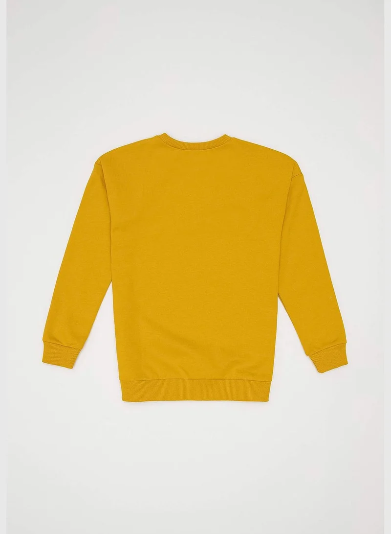 ديفاكتو Girl Knitted Regular Fit Crew Neck Sweat Shirt