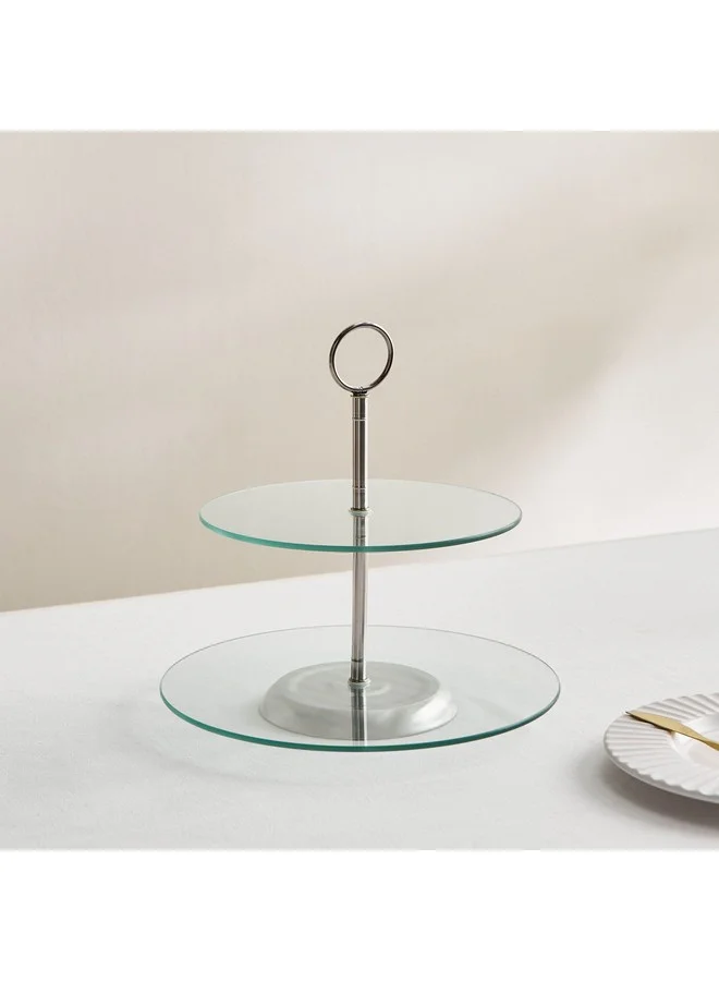 Home Box Coral 2-Tier Glass Cake Stand 20 x 25.3 x 25 cm