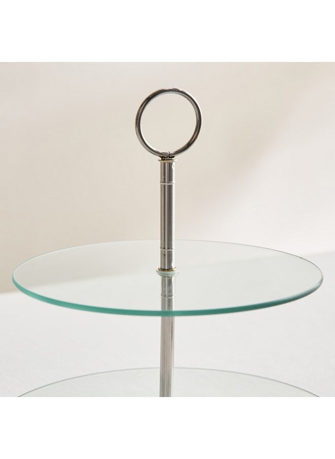 Home Box Coral 2-Tier Glass Cake Stand 20 x 25.3 x 25 cm  - Image 3