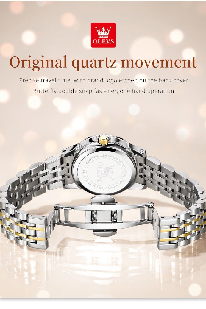 أوليفز طقم أنيق للسيدات مكون من ساعة يد وسوار وقلادة، تصميم عصري مع إضاءة ليلية وتقويم مقاوم للماء وسوار من الفولاذ المقاوم للصدأ، هدية رومانسية لعيد الحب وأعياد الميلاد، هدية يومية مع علبة فاخرة وحقيبة          询问 ChatGPT - Image 4