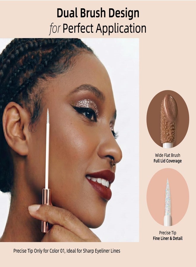 LUXAZA PRO 6PCS Neutral Liquid Eyeshadow Set - Long Lasting & Waterproof Liquid to Powder, 1 Matte & 5 Shimmer Glitter, Precision Brush Tip for Eyeliner & Highlighter, Nude Earth Tone Makeup Gift - Image 4