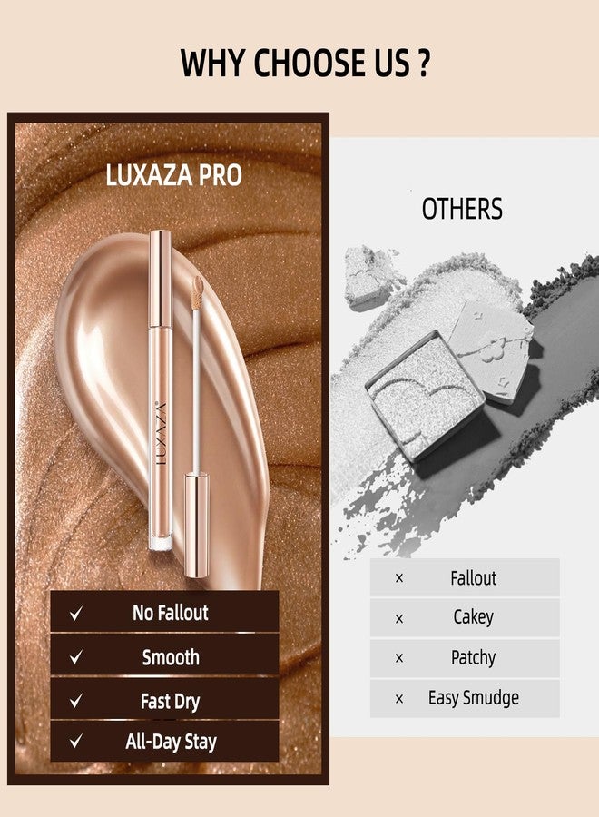 LUXAZA PRO 6PCS Neutral Liquid Eyeshadow Set - Long Lasting & Waterproof Liquid to Powder, 1 Matte & 5 Shimmer Glitter, Precision Brush Tip for Eyeliner & Highlighter, Nude Earth Tone Makeup Gift - Image 5