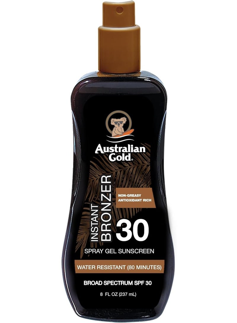Australian Gold جل واقي من الشمس من Australian Gold Spray مع برونزر فوري SPF 30، 8 أونصة  - Image 1