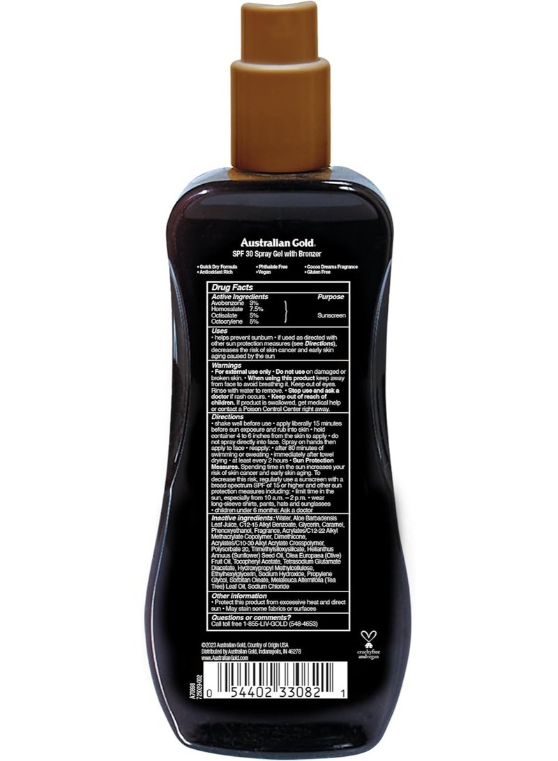 Australian Gold جل واقي من الشمس من Australian Gold Spray مع برونزر فوري SPF 30، 8 أونصة  - Image 3