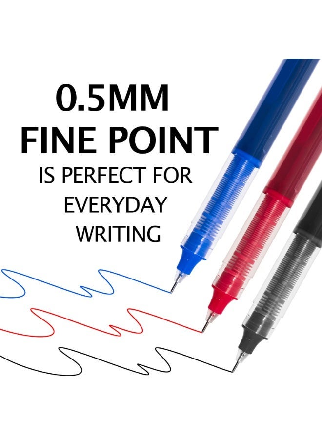12 قلماً حبر سائل بقطرة متدحرجة 0.5 مم، مجموعة 3 ألوان (أسود، أزرق، أحمر)، كتابة سريعة الجفاف للمدرسة والمكتب والاستخدام اليومي - Image 1