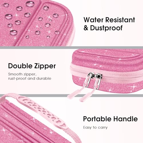 FINTIE Carrying Case for Nintendo Switch 2 (2025), Shockproof Hard Shell Switch 2 Case, Protective Cover Travel Bag with 19 Game Card & 2 Micro SD Card Slots & Inner Pocket, Glittering Pink - Image 3