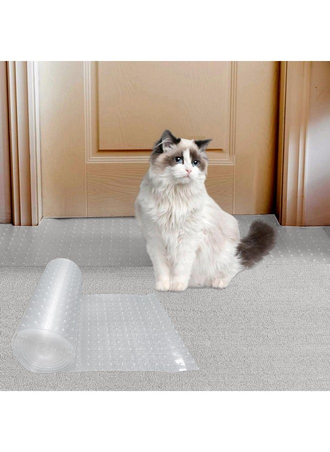 8.2Ft Carpet Protector For Pets  Cat Carpet Protector For Doorway,Under Door Mat Cat Carpet Scratch Stopper,Cat Scratch Guard Carpet,Clear Plastic Rug Protector Prevent From Scratching.
