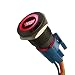 ESUPPORT Black Shell 12V Momentary Car Vehicle Red LED Light Push Button Stainless Steel Metal Switch Socket Plug Wire 19mm Engine Start - Image 2