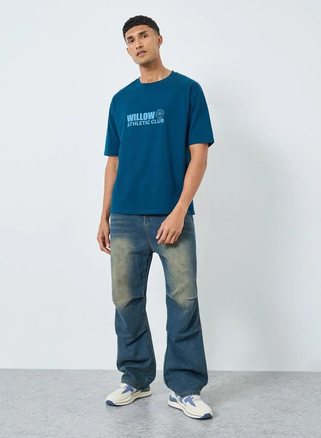 Styli Oversized Front and Back Printed Jersey T-Shirt