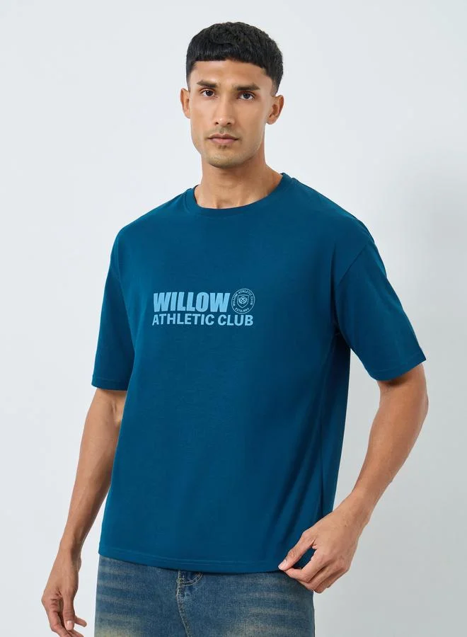 ستايلي تيشيرت واسع جيرسي مطبع من الأمام والخلف