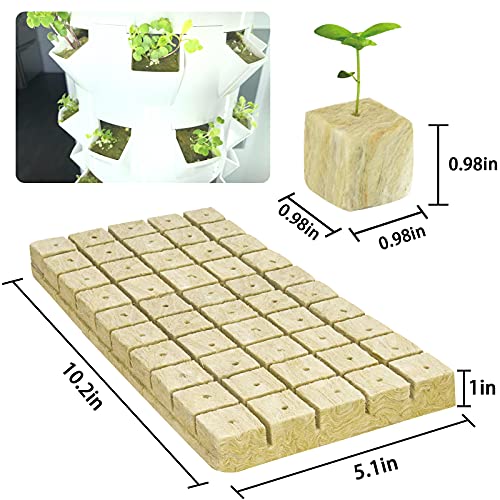 Legigo 1 Inch Rockwool Cubes Seed Starter Plugs for Hydroponics, RockWool Planting Grow Cubes for Hydroponic Tower Garden Soilless Cultivation Plants Germination Cutting Clone (6 Sheet, 300 Plugs) - Image 2