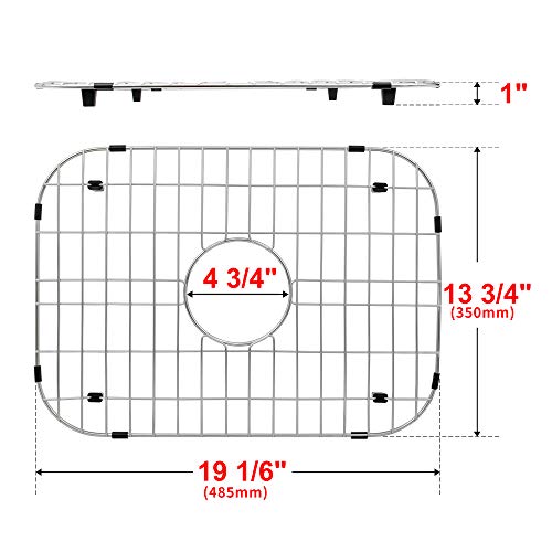 LQS Sink Grid and Sink Bottom Grid, Sink Protector for Kitchen Sinks Stainless Steel 19 1/16" x 13 3/4" with Center Drain Hole for Single Bowl Kitchen Sinks - Image 2