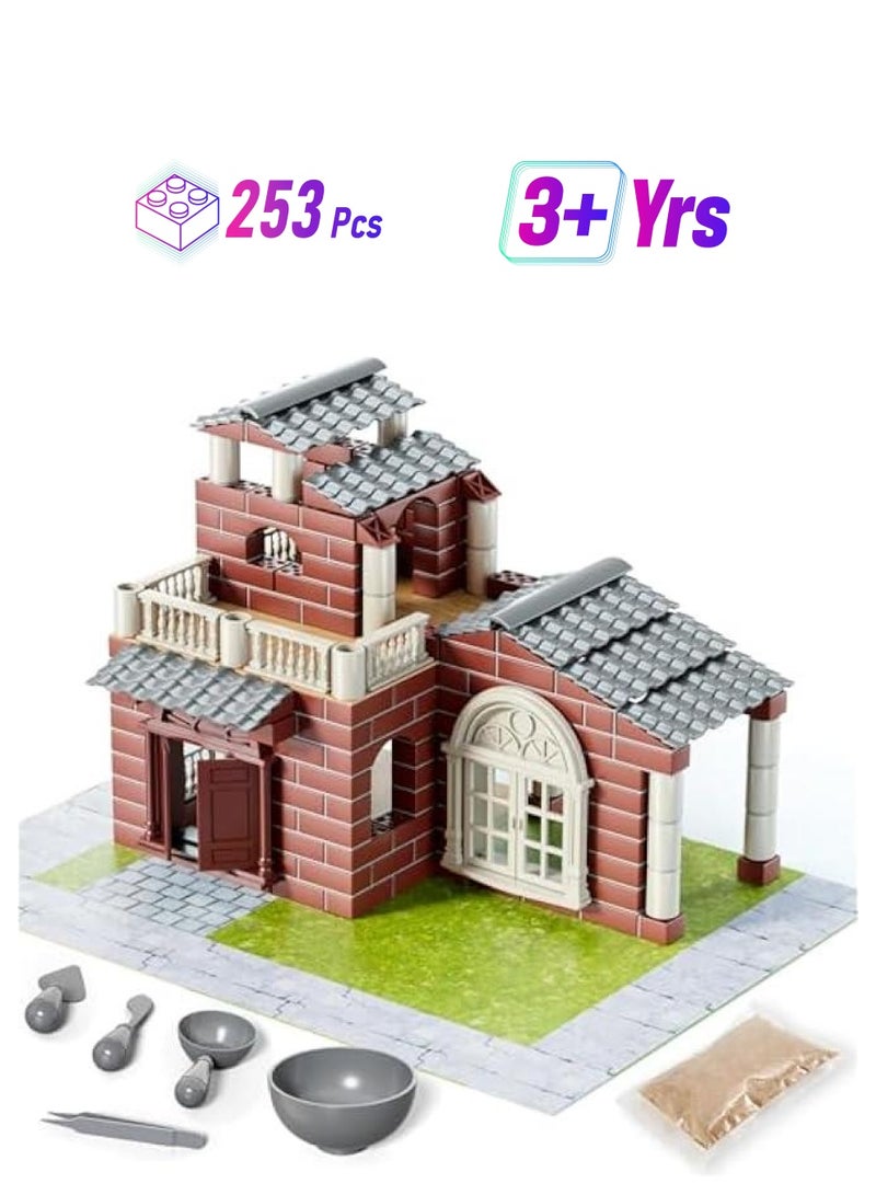 House Building Set for Kids, 253+ Building Blocks, STEM Building House Toy for Toddlers, Classical Construction Kit Creative Building Playset House Model for 3 4 5 6 7 8 9 Years Boys Girls