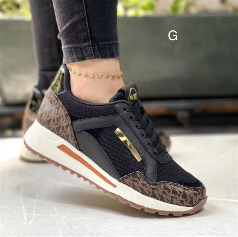 Plus Size Export Fashion Flats Color Matching Round Toe Casual Sports Shoes Front Lace-Up Shoes - Image 1