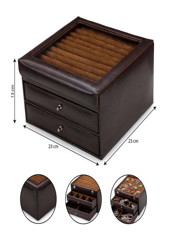 THE CASE PU Leather Women Jewelry Organizer Box, 1-Layer Velvet Jewelry Boxes Display Storage Case with Lock for Rings Necklace Earrings (Brown) (ST-JW-11082-SN-Brown) - Image 4