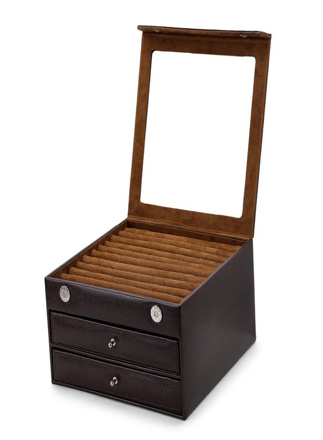 THE CASE PU Leather Women Jewelry Organizer Box, 1-Layer Velvet Jewelry Boxes Display Storage Case with Lock for Rings Necklace Earrings (Brown) (ST-JW-11082-SN-Brown) - Image 3