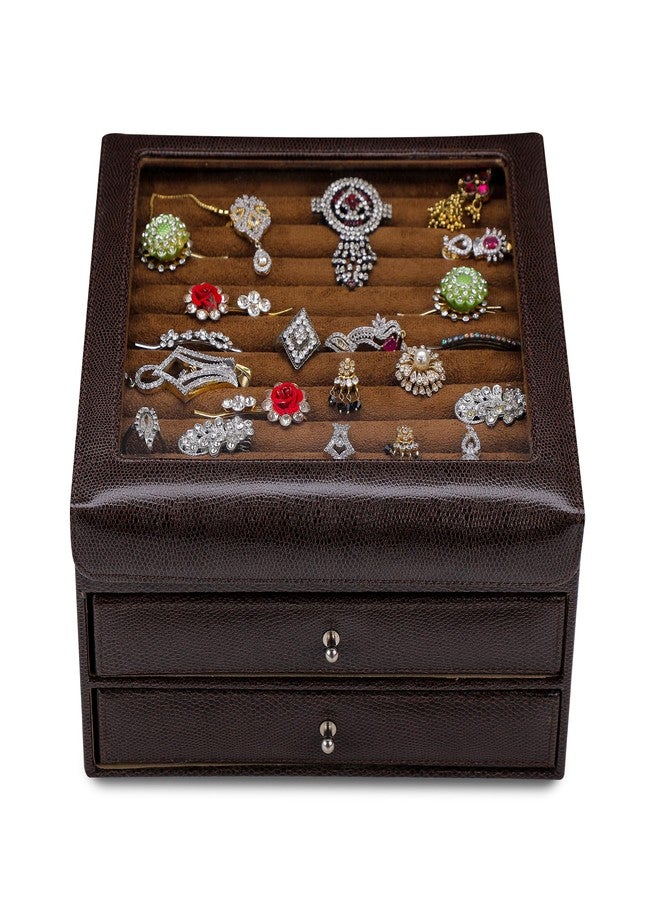 THE CASE PU Leather Women Jewelry Organizer Box, 1-Layer Velvet Jewelry Boxes Display Storage Case with Lock for Rings Necklace Earrings (Brown) (ST-JW-11082-SN-Brown) - Image 5