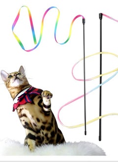 1 Piece Interactive Cat Rainbow Wand Toys, Kitten Ribbon Toys, Colorful Cat String Teaser Wand - Pet Ribbon Dance Charmer for Cats Kittens Indoor Training Exerciser, Cats Toys for Strengthen Relation