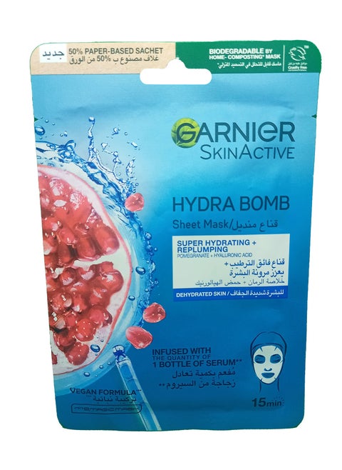 Hydra Bomb Tissue Mask for Dehydrated Skin with Pomegranate , 28g Super Hydrating+Replumping