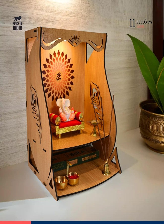 11 Strokes Divya Wooden Pooja Mandir for Home Big Size - Large Foldable Wall Mount Devghar Singhasan for God - Modern Wooden Temple, Big Home Mandir - Image 4