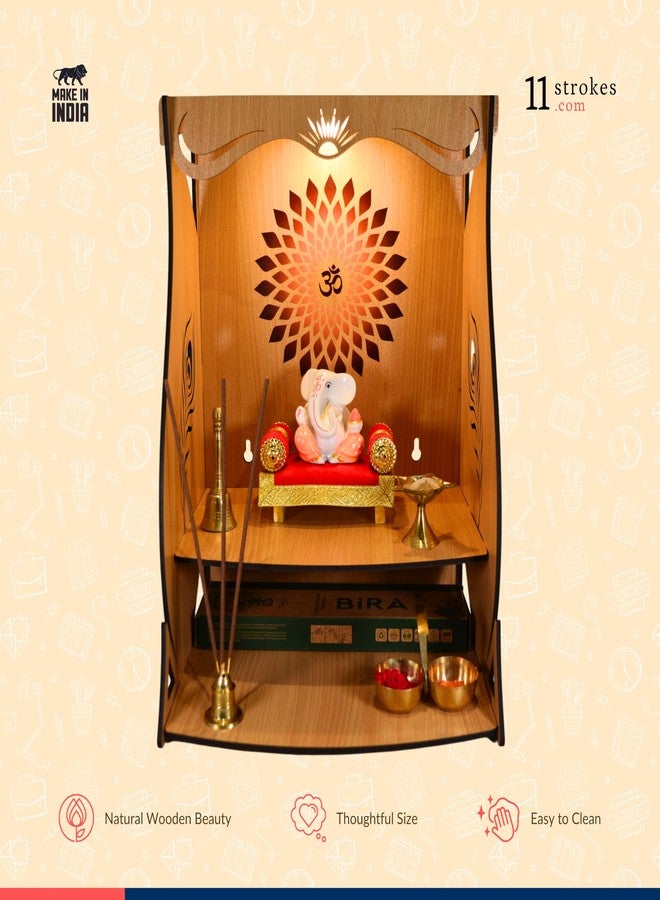 11 Strokes Divya Wooden Pooja Mandir for Home Big Size - Large Foldable Wall Mount Devghar Singhasan for God - Modern Wooden Temple, Big Home Mandir - Image 5