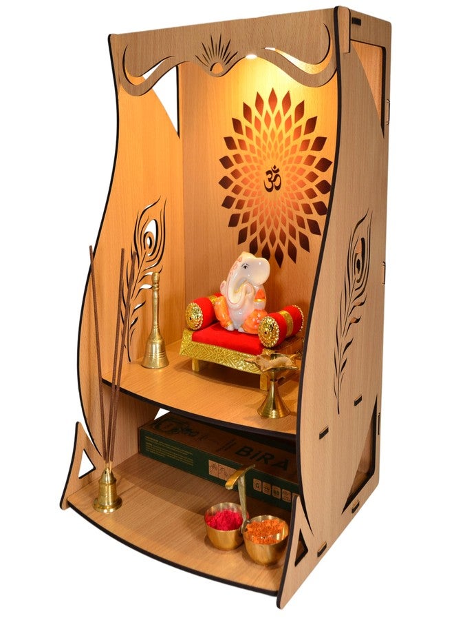 11 Strokes Divya Wooden Pooja Mandir for Home Big Size - Large Foldable Wall Mount Devghar Singhasan for God - Modern Wooden Temple, Big Home Mandir - Image 1
