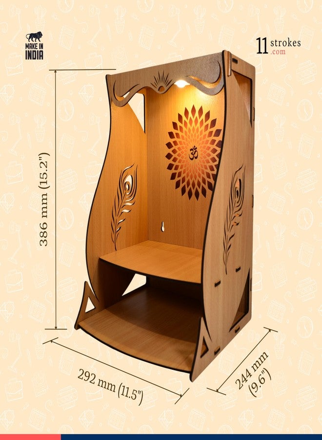 11 Strokes Divya Wooden Pooja Mandir for Home Big Size - Large Foldable Wall Mount Devghar Singhasan for God - Modern Wooden Temple, Big Home Mandir - Image 2