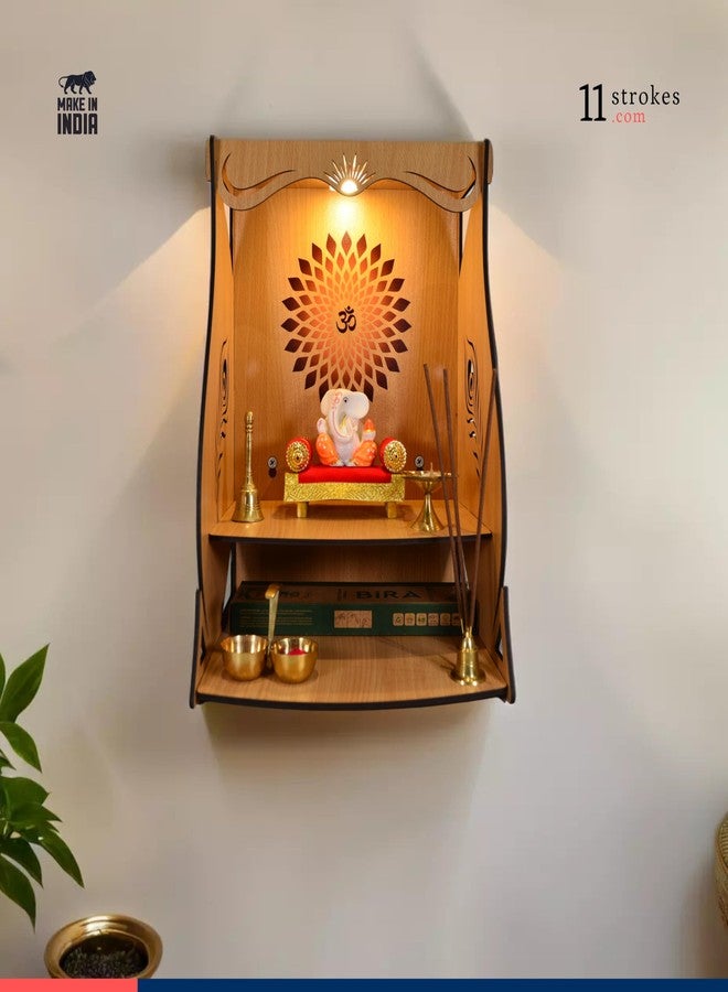 11 Strokes Divya Wooden Pooja Mandir for Home Big Size - Large Foldable Wall Mount Devghar Singhasan for God - Modern Wooden Temple, Big Home Mandir - Image 3