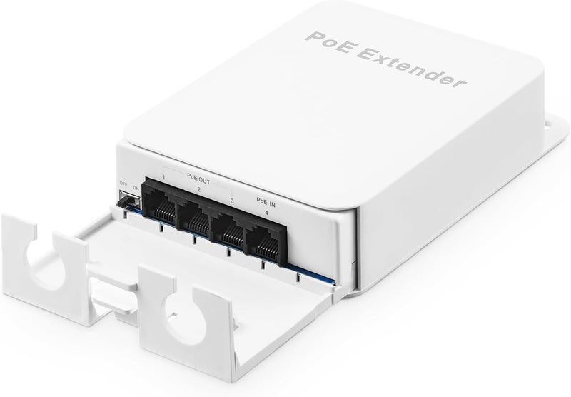 Binardat PoE Switch Passthrough for Outdoor, 1 PoE in 3 PoE Out Extender, IEEE802.3af/at PoE Powered, 100Mbps Ethernet, Wall Mount Waterproof Plug and Play - Image 1